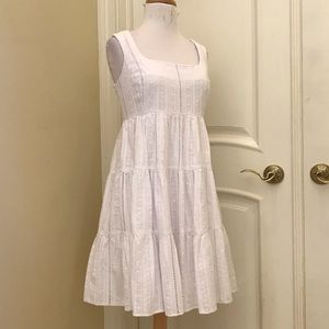 Bleaker 126 white 💯 cotton tiered boho style embroidered dress